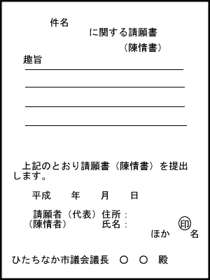 見本図：請願書陳情書本文