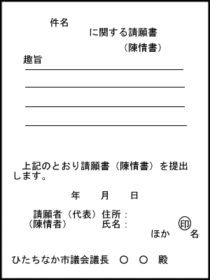 見本図：請願書陳情書本文