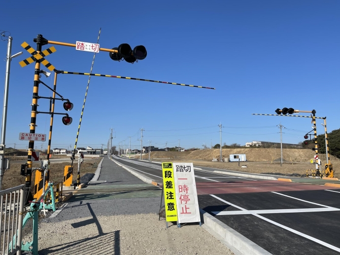 和田町常陸海浜公園線内ひたちなか海浜鉄道湊線踏切部分の写真
