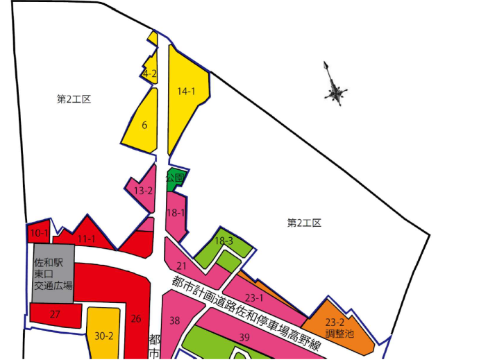 佐和駅東地区の北部の拡大区域図