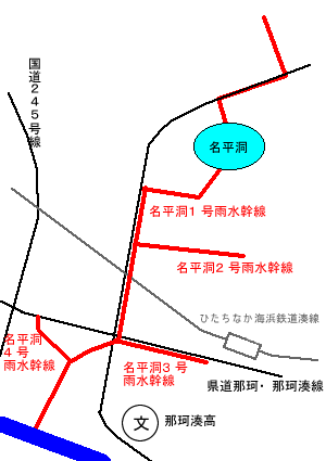 名平洞雨水幹線の地図