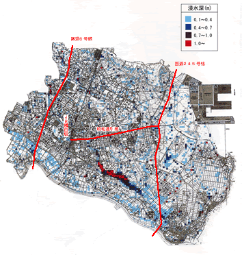 地図：浸水の予想図