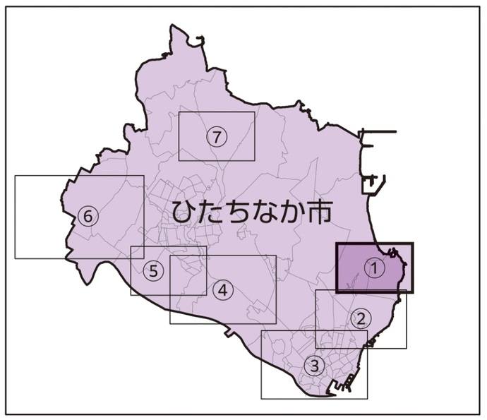 地図：ひたちなか市の土砂災害ハザードマップ地区別案内