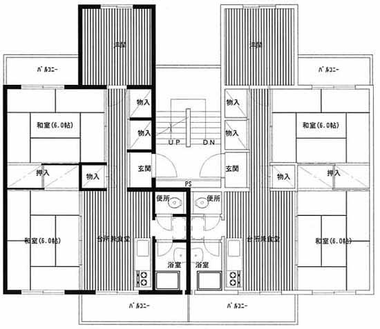東中根アパートG1から3号棟の間取り図