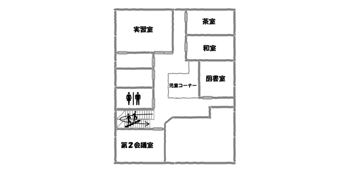 佐野コミュニティセンター2階のフロア図