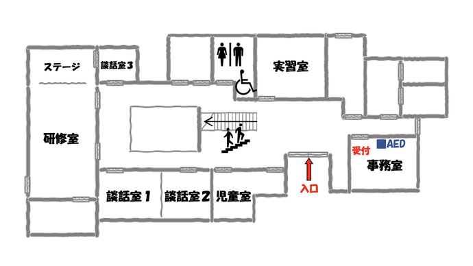 大島コミュニティセンター1階のフロア図