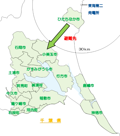 地図：広域避難先（県内）