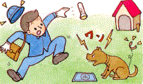 イラスト：犬に吠えられる検針員