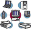 パソコンとプリンターと携帯電話など資産のイラスト