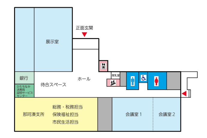那珂湊支所庁舎1階の案内図