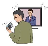 イラスト：テレビを見たりラジオを聴く様子