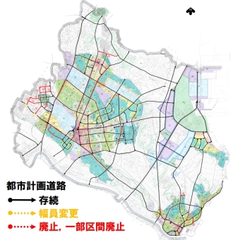 地図：都市計画道路の変更箇所