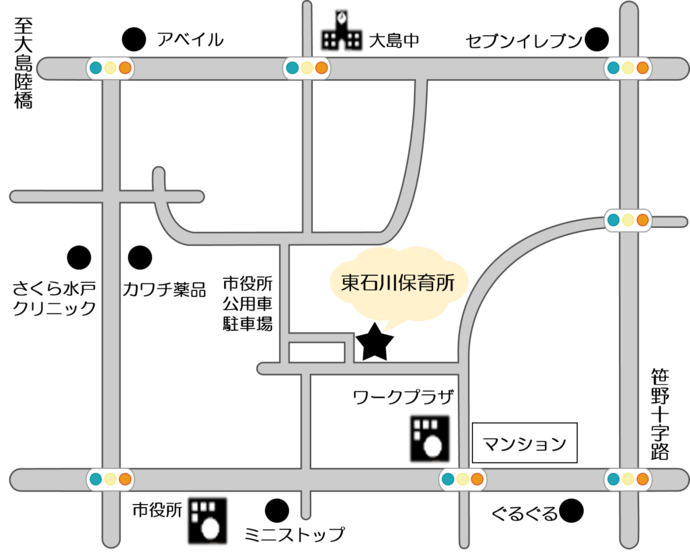 東石川保育所の地図