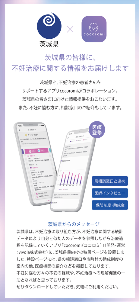 不妊治療データ検索アプリ「ココロミ」チラシ1