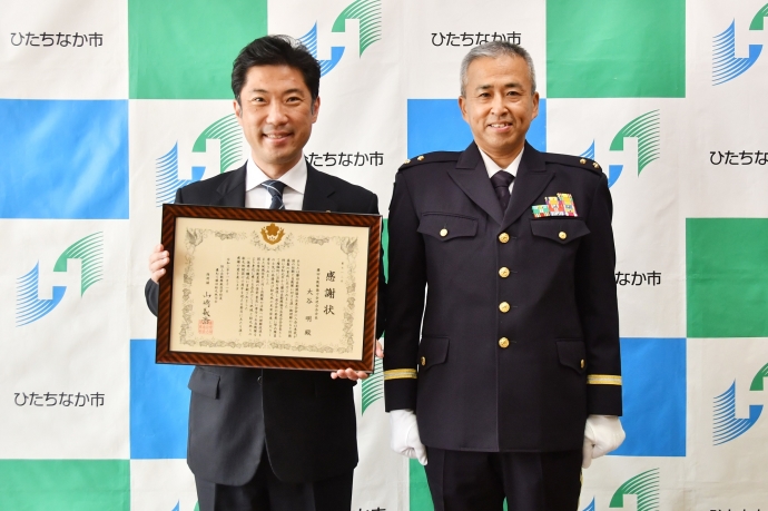 写真：勝田駐屯地山崎司令と大谷市長