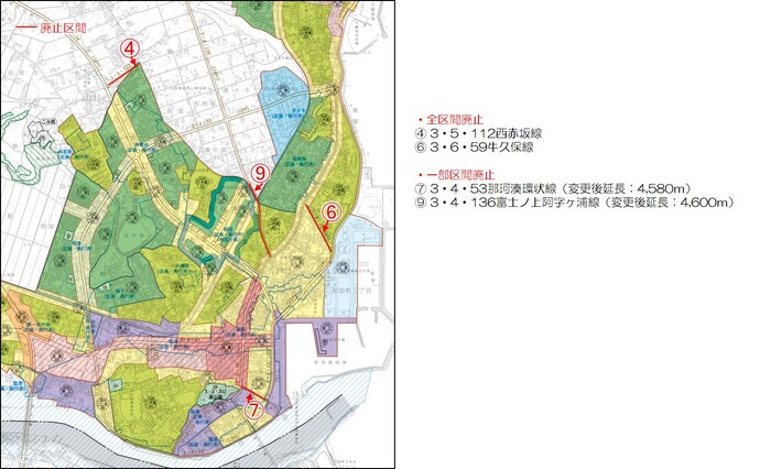 地図:津田地区 都市計画道路の変更