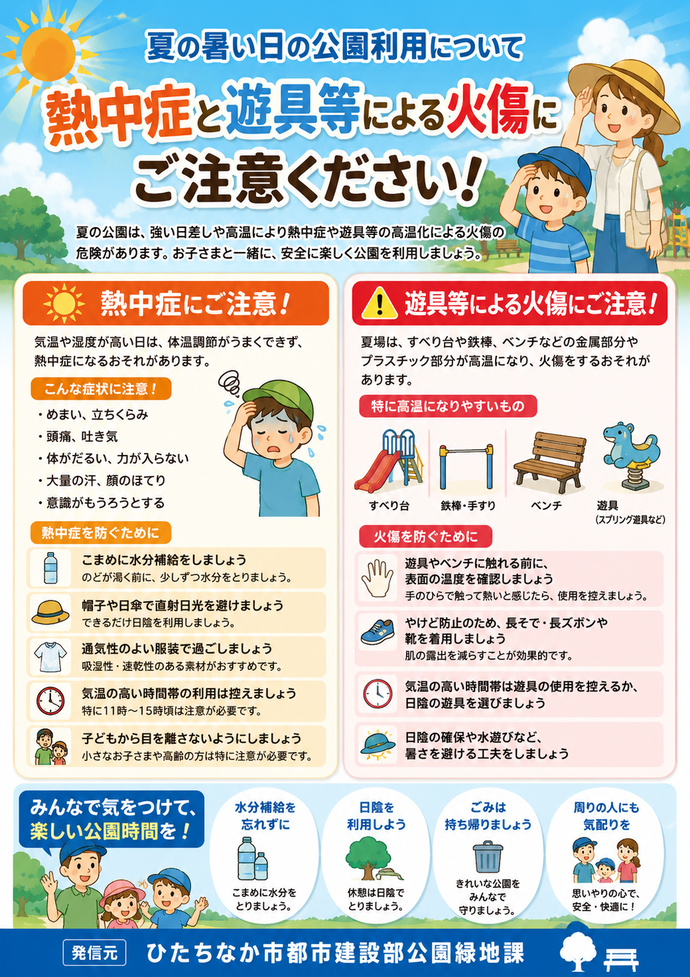 熱中症とやけど注意チラシ
